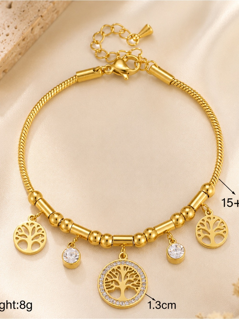 Gold Elegant Charm Bracelet - Women's Jewelry - Picture 4 of 5